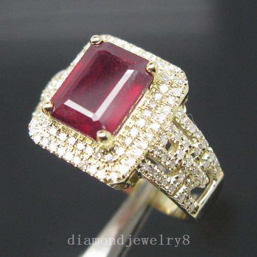 *** [ R65 000 ] Brilliant Diamond Blood Ruby Ring 4.52CT Solid 14K Gold*****