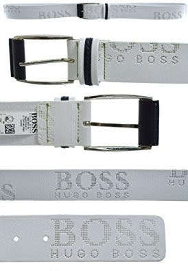 Hugo Boss Green Label Belt With A Straight End  WHITE WITH GREY