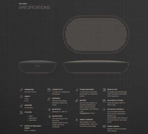 BRAND NEW BANG and OLUFSEN BEOPLAY P2 PORTABLE BLUETOOTH SPEAKER