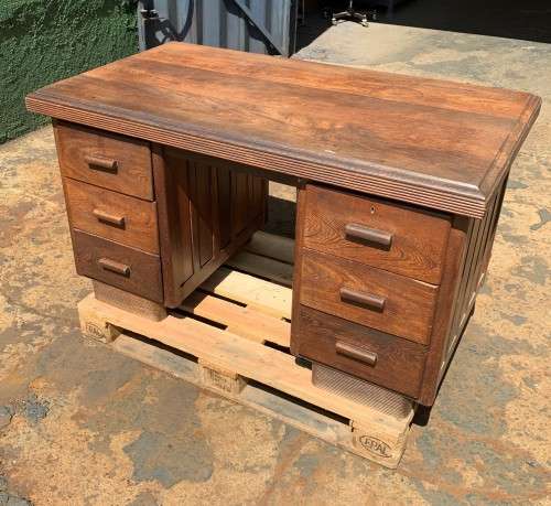 Partridge wood desk, with six (6) draws, sized: 1380mm x 760mm.