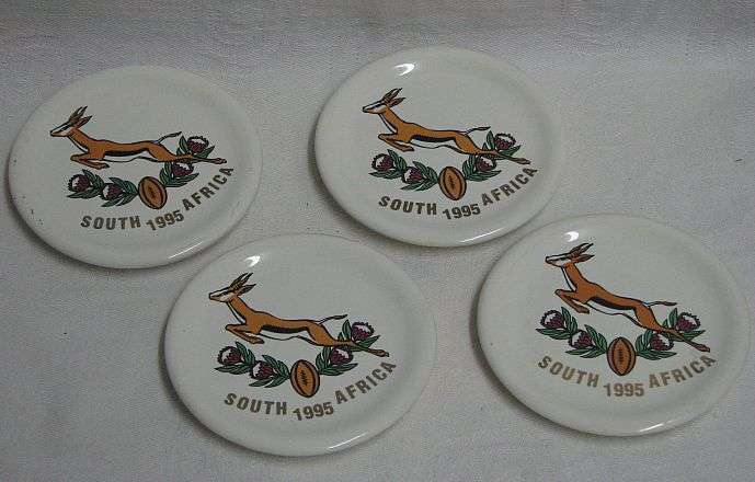 4 x 1995 Rugby World Cup Pottery Coasters