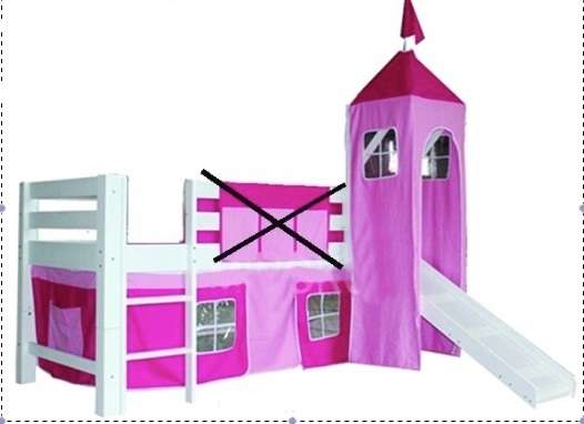 GIRLS BUNK BED WITH LADDER, SLIDE AND UNDER TENT AND TOWER