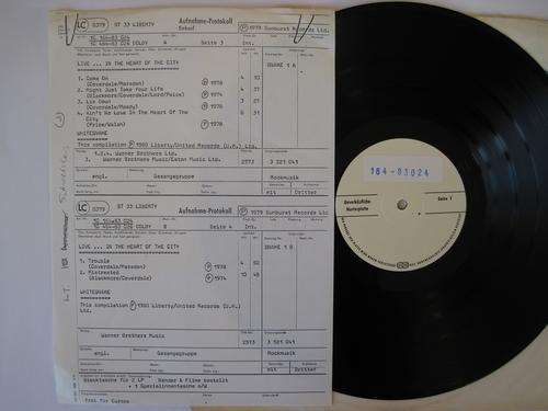 WHITESNAKE - LIVE IN THE HEART OF THE CITY - RARE GERMAN RADIO PROMO WITH CUE SHEET
