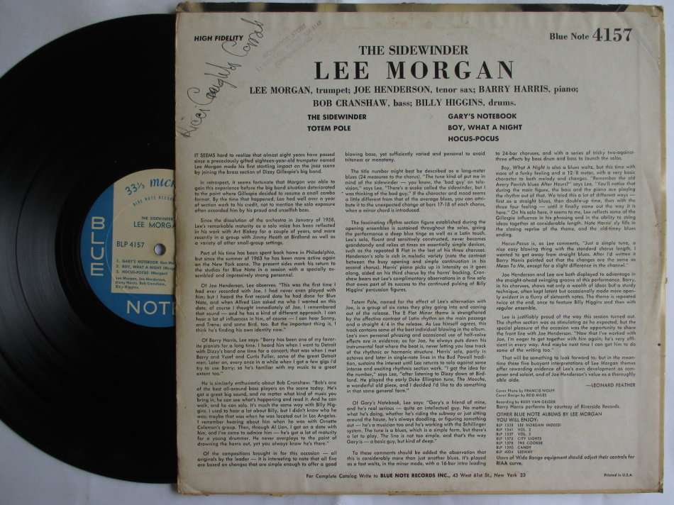 LEE MORGAN - THE SIDEWINDER - USA VG- /VG- OG MONO