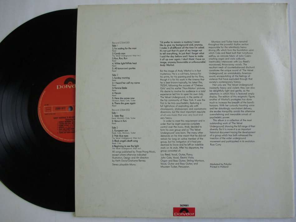 ANDY WARHOL'S VELVET UNDERGROUND FEATURING NICO - HOLLAND VG+ / VG+ /VG 2 LP GATEFOLD