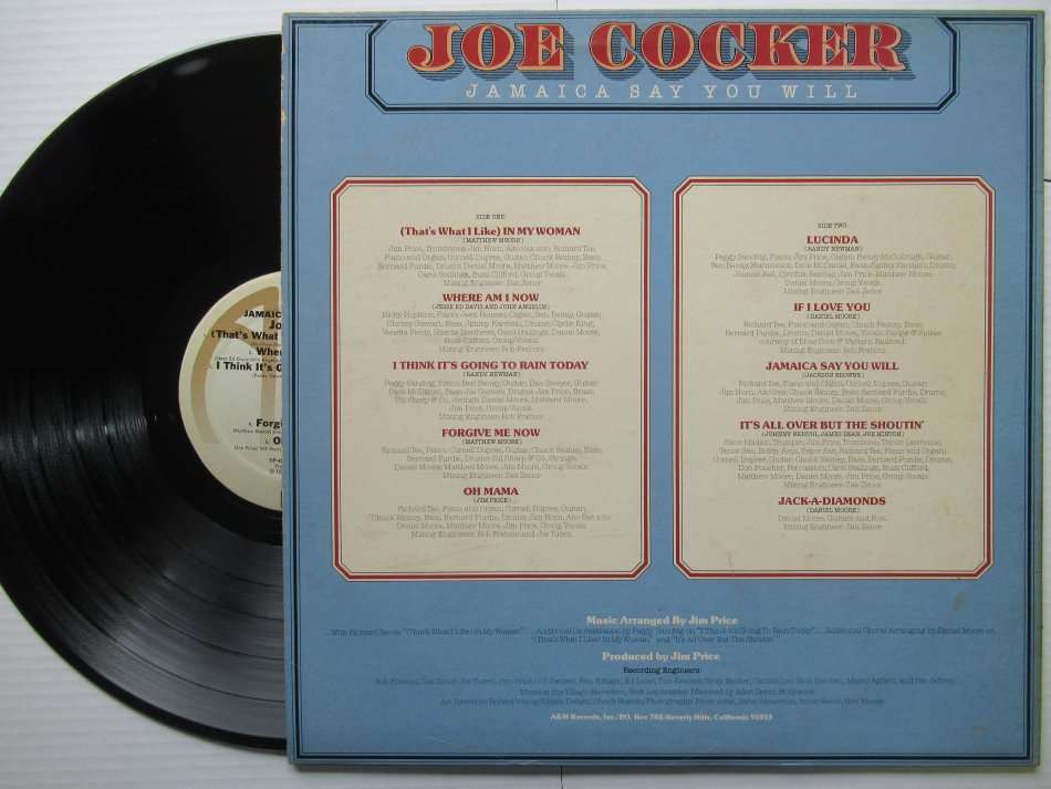 JOE COCKER - JAMAICA SAY YOU WILL - USA VG /EX