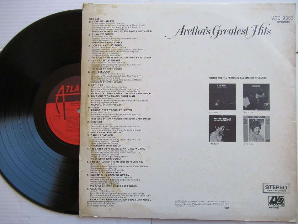 ARETHA FRANKLIN - ARETHA'S GREATEST HITS - RSA - VG- / VG