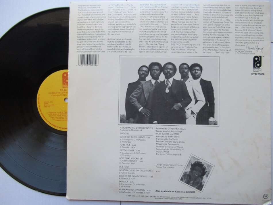 HAROLD MELVIN & THE BLUE NOTES - TO BE TRUE - RSA VG/VG+