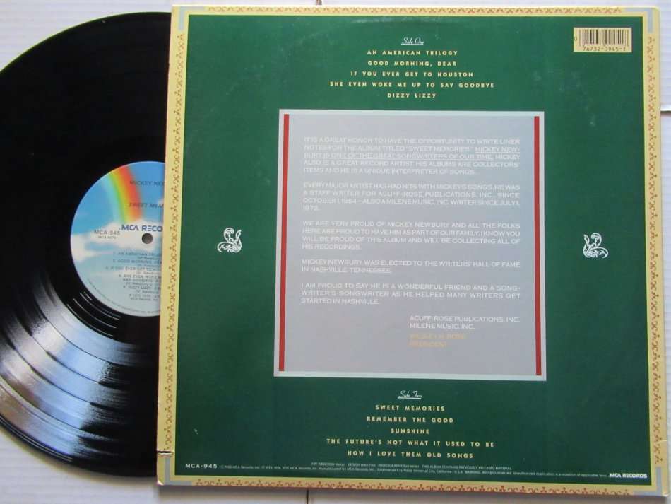 MICKEY NEWBURY - SWEET MEMORIES - USA VG/ VG+