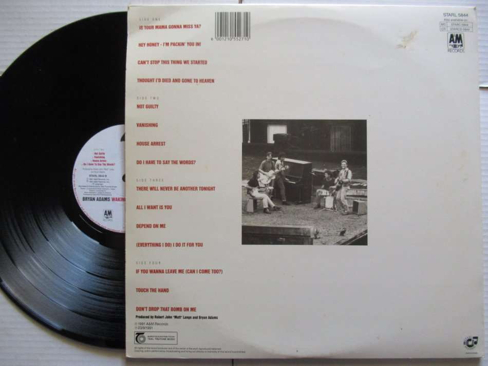 BRYAN ADAMS - WAKING UP THE NEIGHBOURS - RSA - VG / VG+ 2 LP GATEFOLD