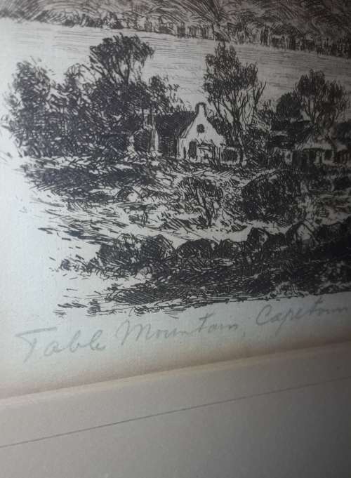 Tinus De Jongh Etching Table Mountain