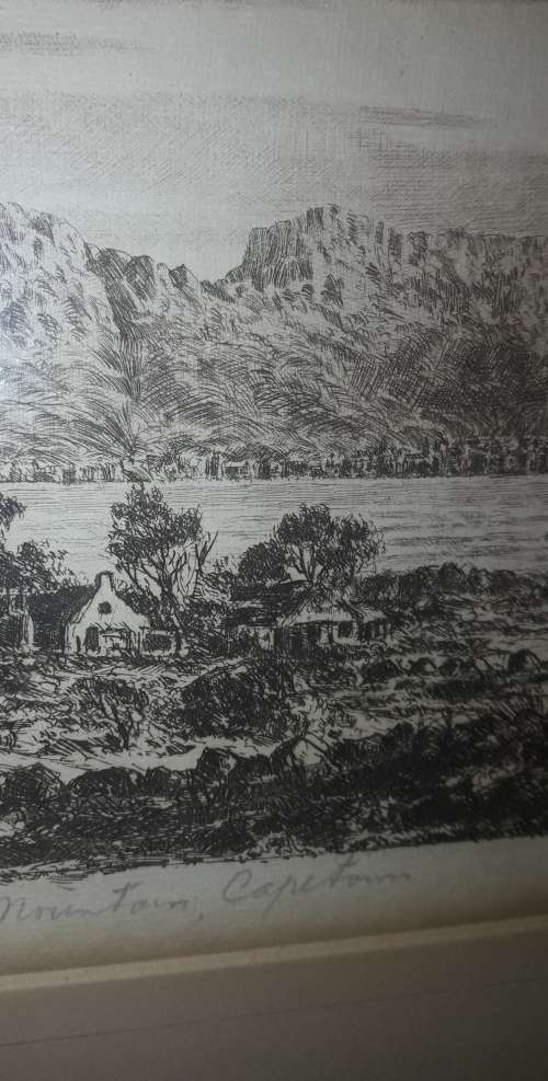 Tinus De Jongh Etching Table Mountain