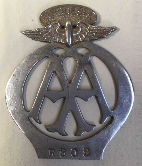 Rhodesia AA car badge, unfortunately cut off not unbolted