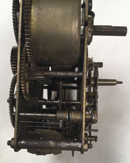 Clock mechanism as per photos, but no manufacturer's name visible