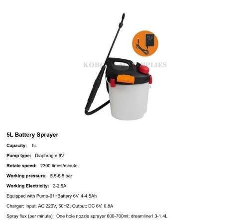 Kobold 5lt battery operated sprayer....no more pumping......works on demand!