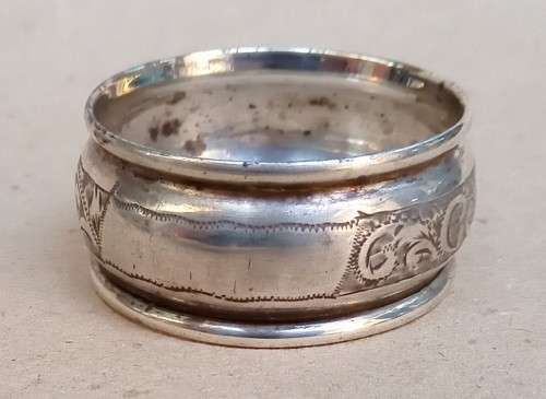 Sterling silver napkin ring...vacant cartouche....diameter 4cms...width 2 cms