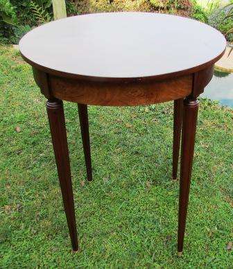Vintage round table with brass feet. Approx. 60 D x 75 cm H