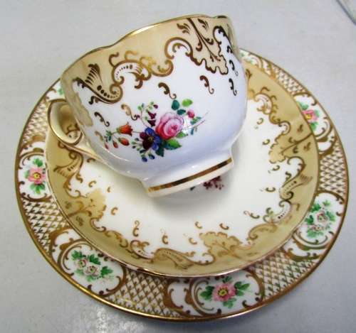 Vintage hand painted with Gold Trim, Cup, Saucer and Side Plate