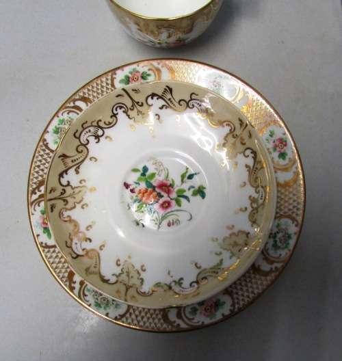 Vintage hand painted with Gold Trim, Cup, Saucer and Side Plate