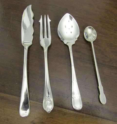 Vintage Pickle Fork, Mustard Spoon, Jam Spoon and Butter Spreader EPNS