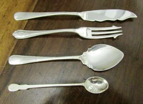 Vintage Pickle Fork, Mustard Spoon, Jam Spoon and Butter Spreader EPNS