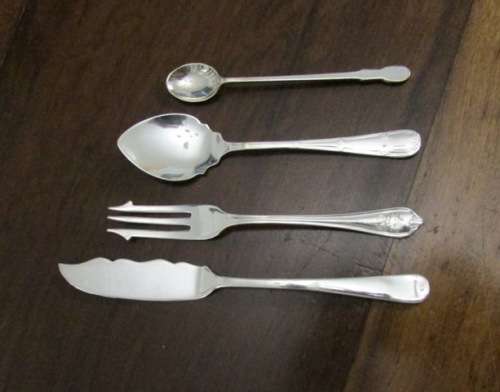 Vintage Pickle Fork, Mustard Spoon, Jam Spoon and Butter Spreader EPNS