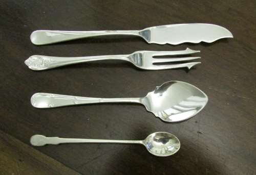 Vintage Pickle Fork, Mustard Spoon, Jam Spoon and Butter Spreader EPNS
