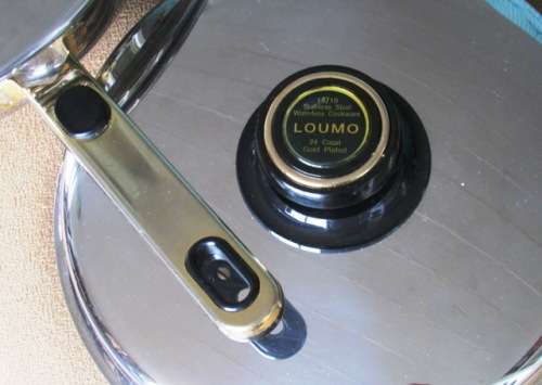 Loumo Waterless Cookware 18/10 s/s. 24 Carat Gold Plated Frying Pan with Lid. Heavy Bottom