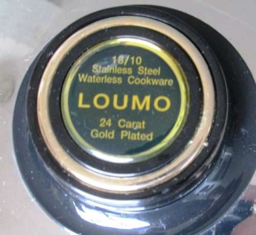 Loumo Waterless Cookware 18/10 s/s. 24 Carat Gold Plated Frying Pan with Lid. Heavy Bottom