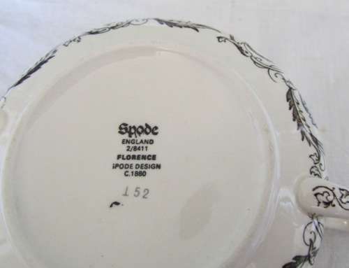 SPODE 'Florence c1880' flat, handled, cream soup / pasta / salad Bowls x 6. Circa 1930's England