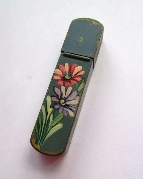 Retro 'HAIR GRIPS' Holder. Hand Painted approximately 6 L x 1.5 w x 1 cm deep