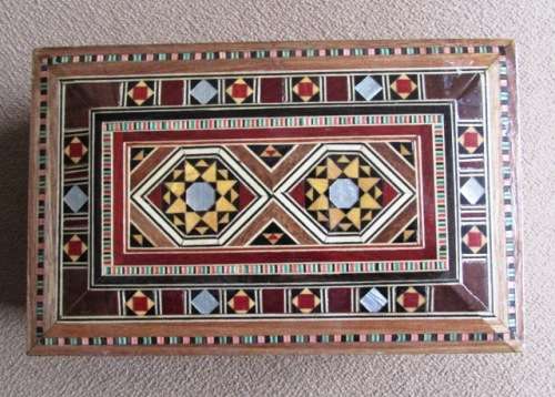 Marquetry Inlaid Wooden  Jewelry Box - STUNNING