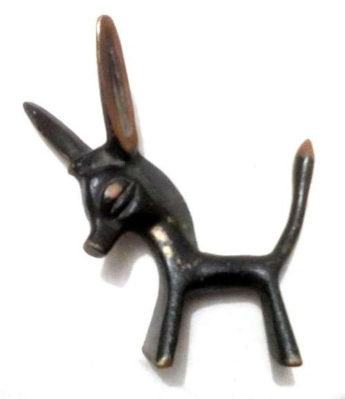 RARE 1950`S WALTER BOSSE black/gold on bronze `Donkey` figurine  Austria