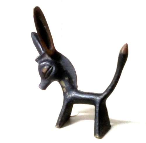RARE 1950`S WALTER BOSSE black/gold on bronze `Donkey` figurine  Austria