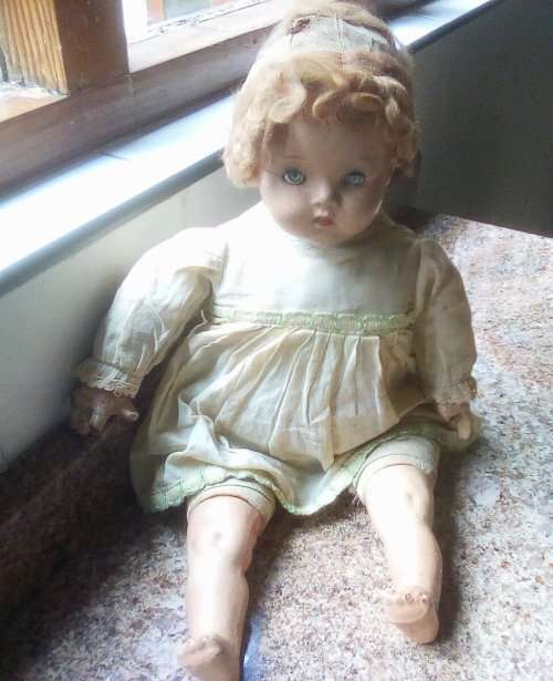 Antique Composition Mohair Doll length approximately 50 cms