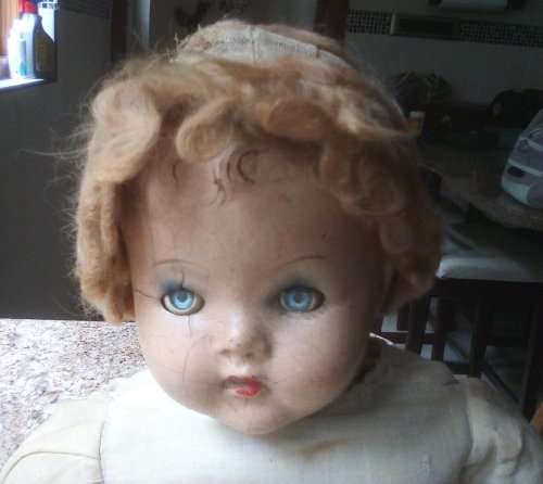 Antique Composition Mohair Doll length approximately 50 cms