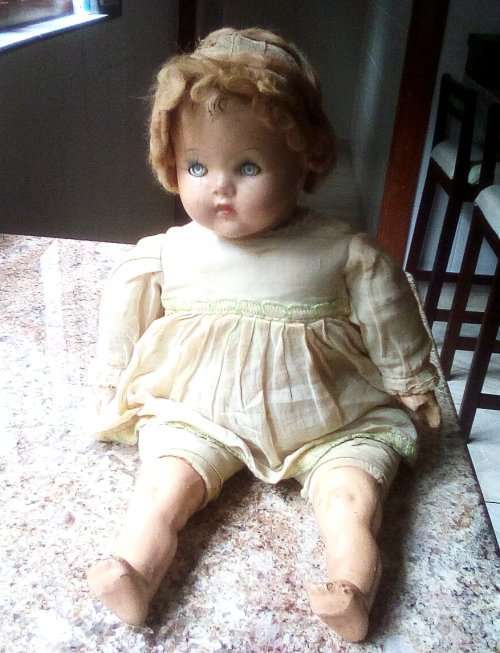 Antique Composition Mohair Doll length approximately 50 cms