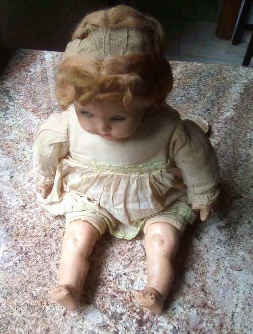 Antique Composition Mohair Doll length approximately 50 cms