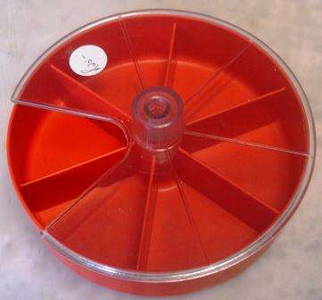 Retro orange desk tidy.Approx. 15cmD x 5cmH