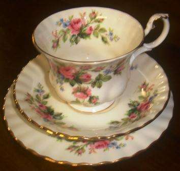 Royal Albert "Moss Rose" trio. Bone china. Made in England