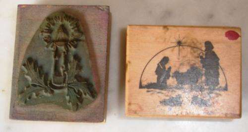 Rubber stamps "candle & nativity scene" for scrapbooking & crafting x 2