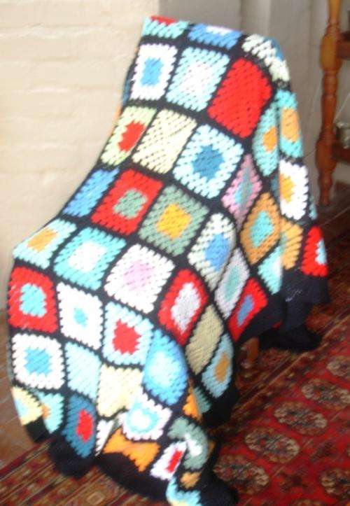 Retro hand crochetted blanket.Approx. 220cml x 140w