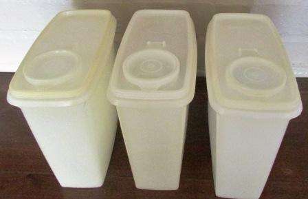 Retro Tuppeware storage containers x 3.Approx. 2.5kgs.Made in USA.(N.B. R65 each)