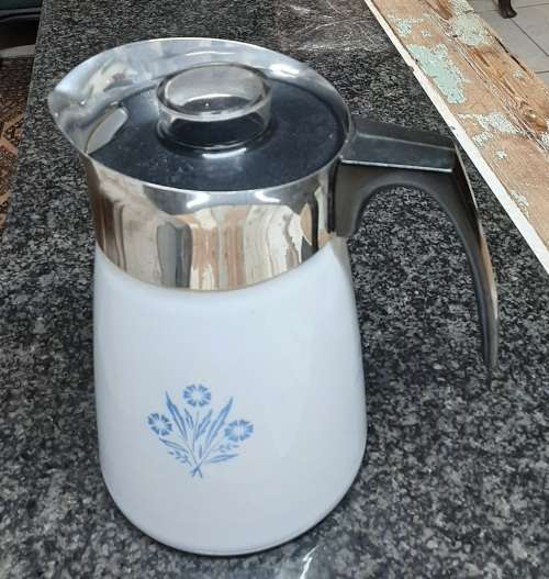 Corningware Cornflower Blue Stove Top P-146 6 cup Coffee pot percolator