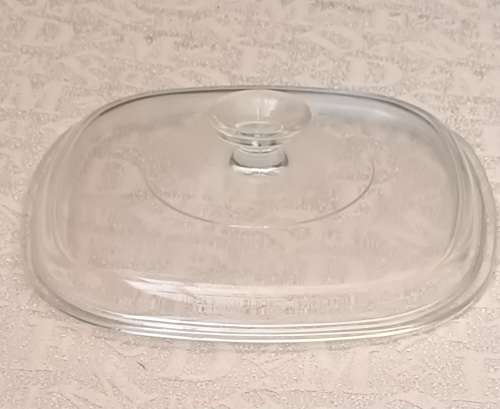 CORNINGWARE Pyrex A-9-0 Lid clear square glass approximately 22 x 22 x H5 cms