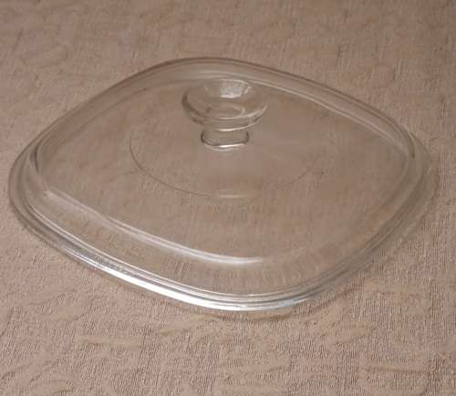 CORNINGWARE Pyrex A-9-0 Lid clear square glass approximately 22 x 22 x H5 cms