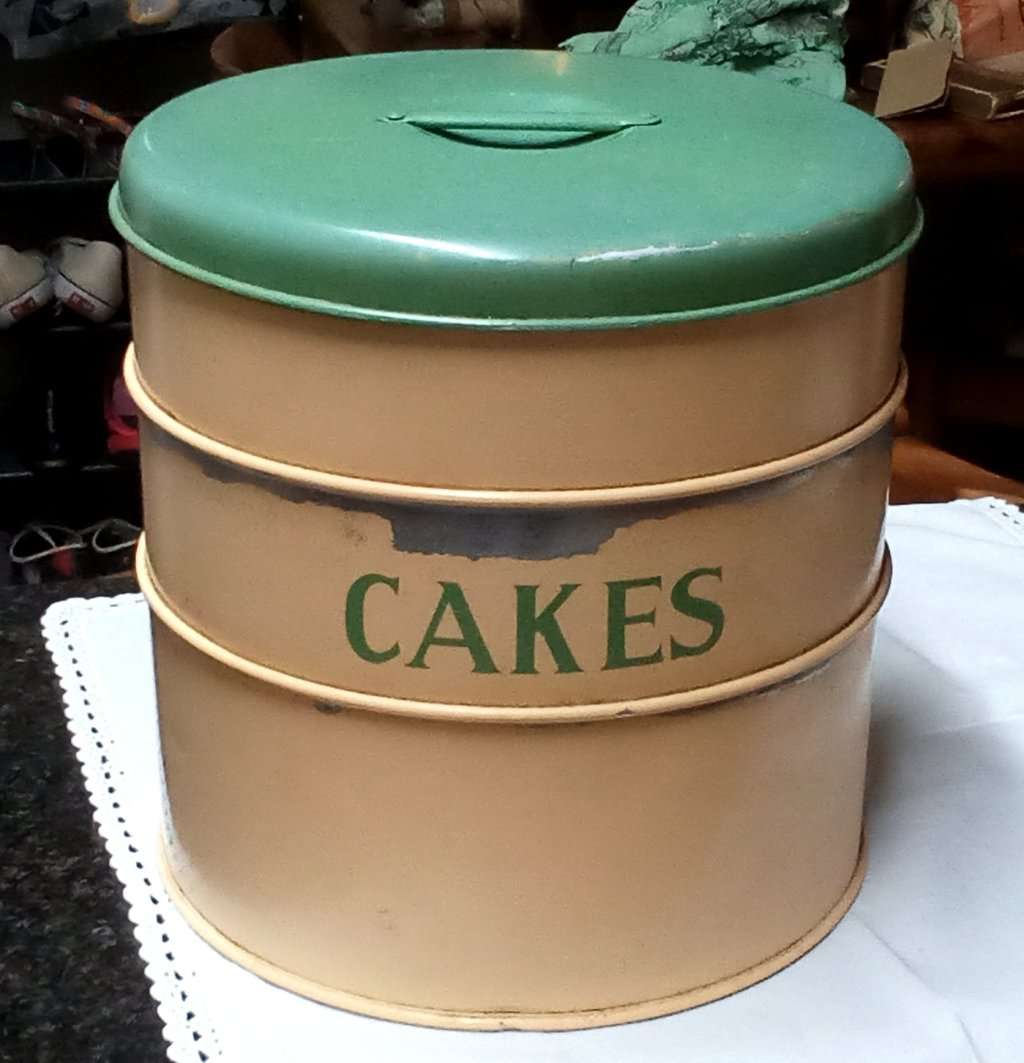 `Tala` tripple stacked cake / biscuit tins x 3 circa 1950`s England app. D23 x H25 cms