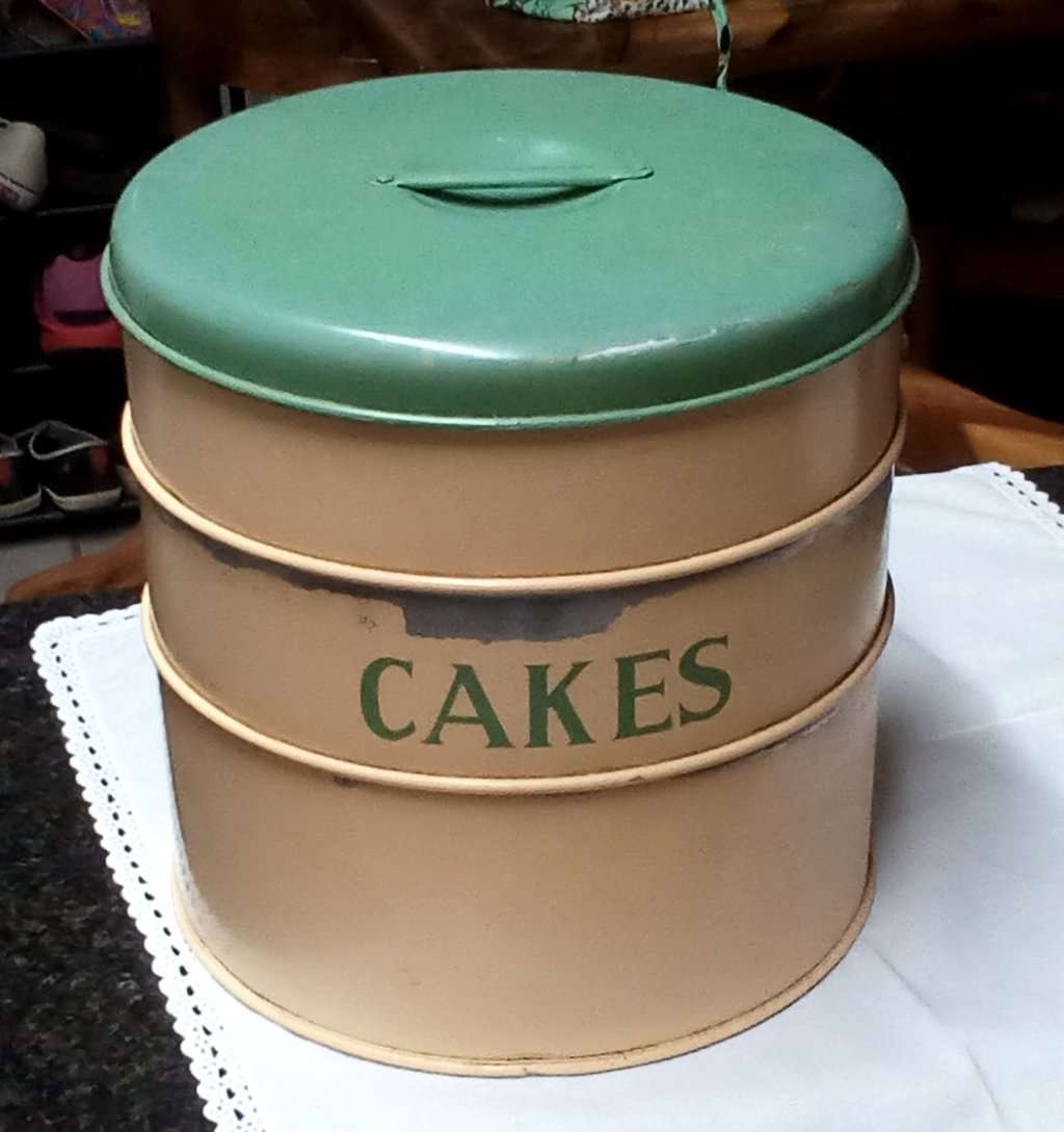 `Tala` tripple stacked cake / biscuit tins x 3 circa 1950`s England app. D23 x H25 cms
