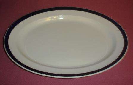 Woods & Sons - Meat Platter, blue trim - LARGE