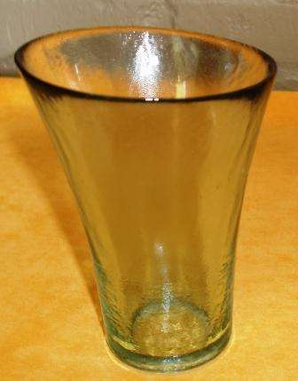 Vase - green glass, approximately 20cm high x 15cm long